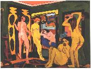 Ernst Ludwig Kirchner Bathing women in a room Germany oil painting artist